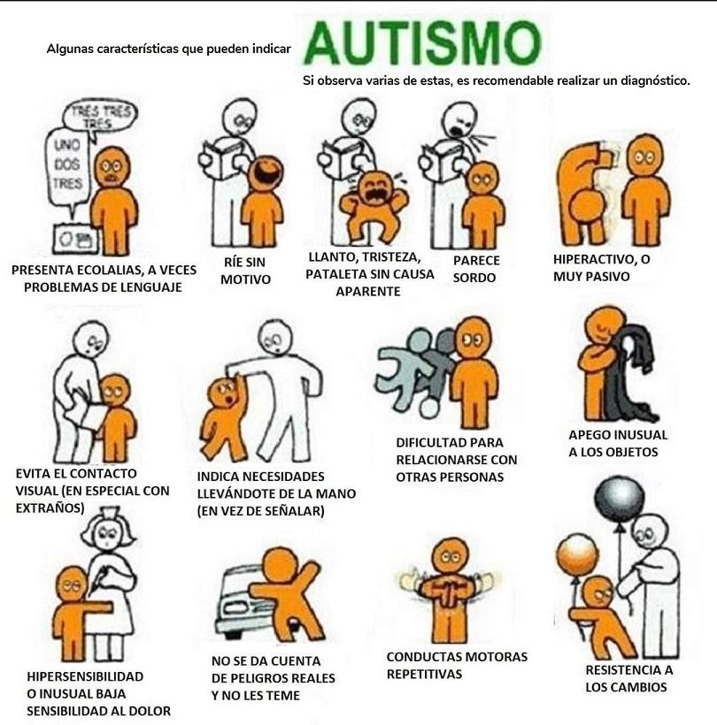 Imagen con algunas características del autismo